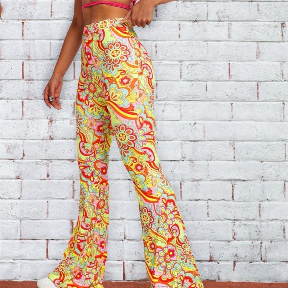 Vibrant Floral Boot Cut Pants